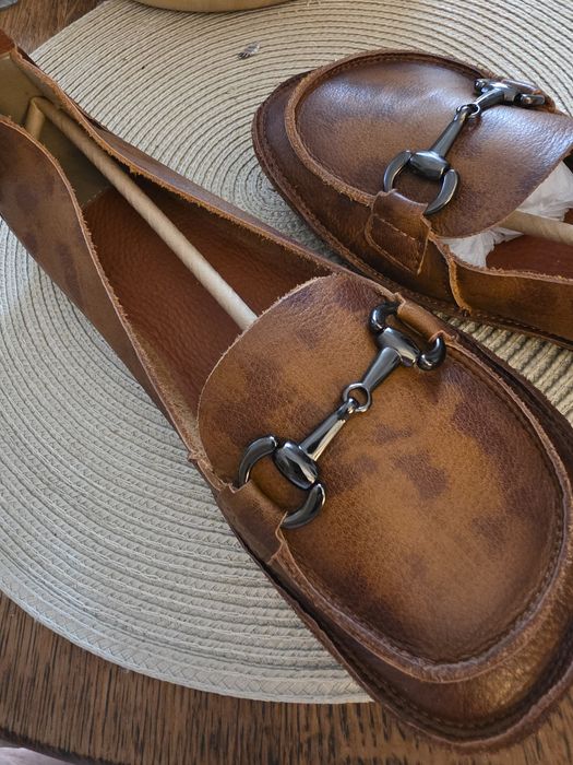 Кожени мокасини ,светлокафяви