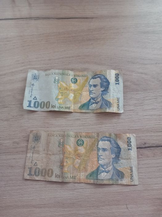 2 Bagnote de 1000 lei 1998.