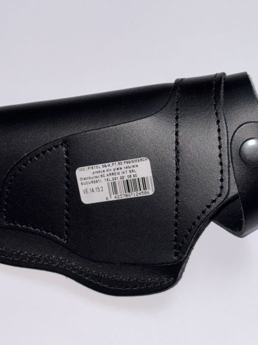 Toc / teacă pentru pistol din piele naturala neagră. Nouă!
