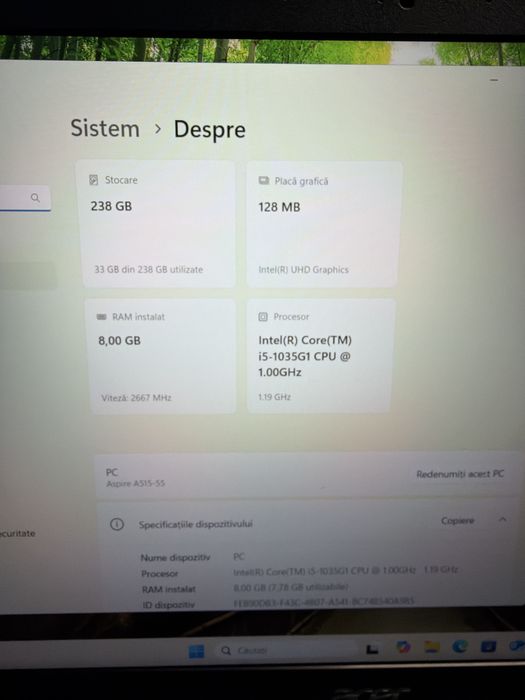 Laptop Acer 15 i5 10gen 8g 256g nvme Fhd