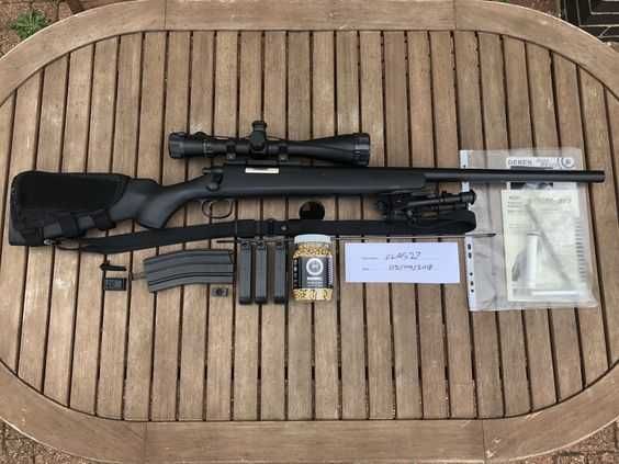 Pusca cu LUNETA=>Sniper/Airsoft 4,4jouli Cal 6.08mm METAL