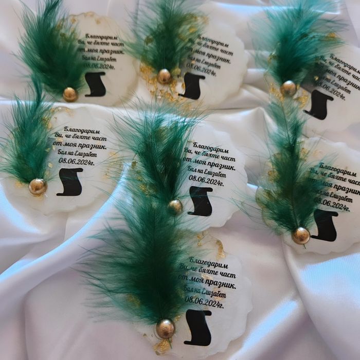 Епокси магнити, епокси магнитчета със сухи цветя - подаръчета за гости