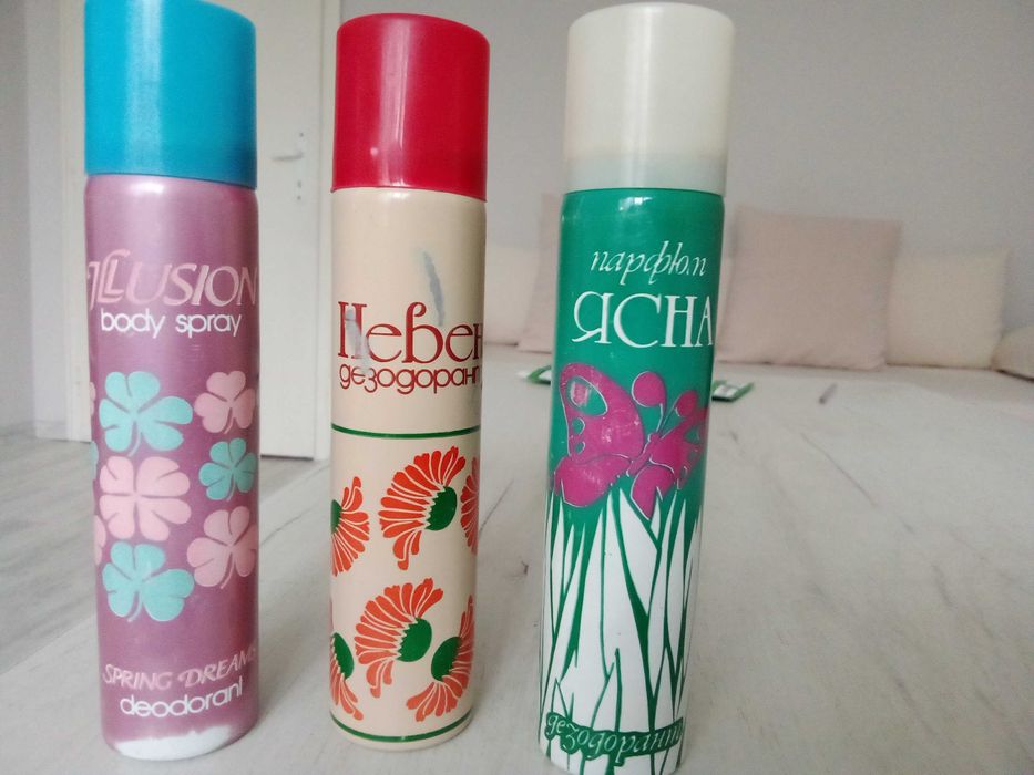 Лот стари български дезодоранти от 1980 -те г.