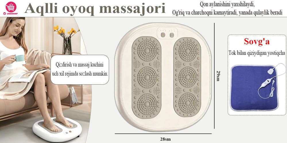 Aqlli Oyoq Massajeri – Isitish + Massaj
