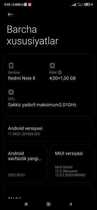 Redmi not.     8