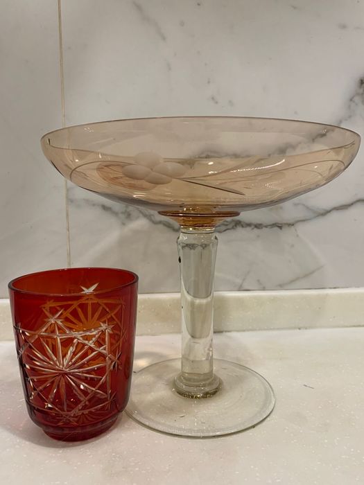 Цветной  хрустальСССР Чехия, гусь хрустальный