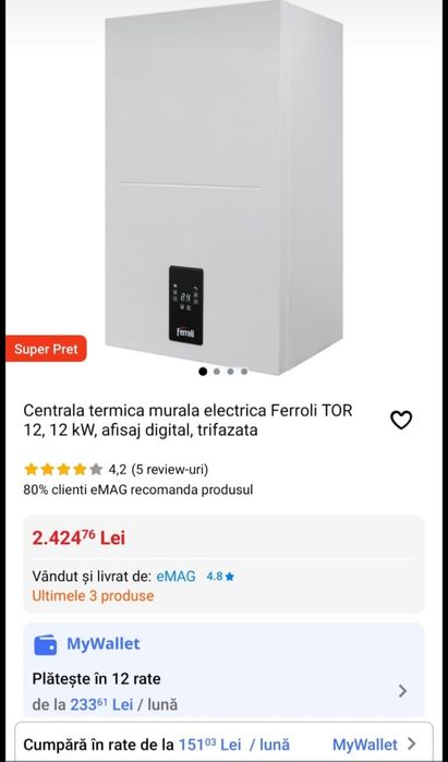 Vand cetrala noua sigilata ferroli