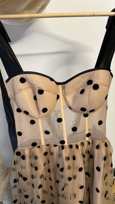 Rochie M Oana Nutu maro/roz pudrat cu buline negre