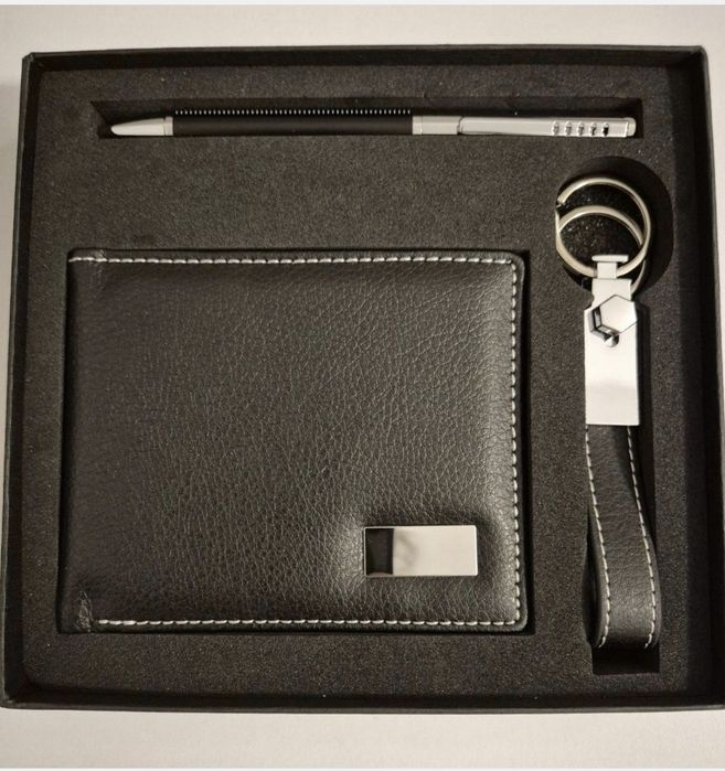 Portofel cu Set cadou: pix+breloc+portofel negru