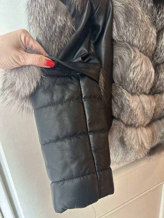 Geaca blana si piele naturala S/M