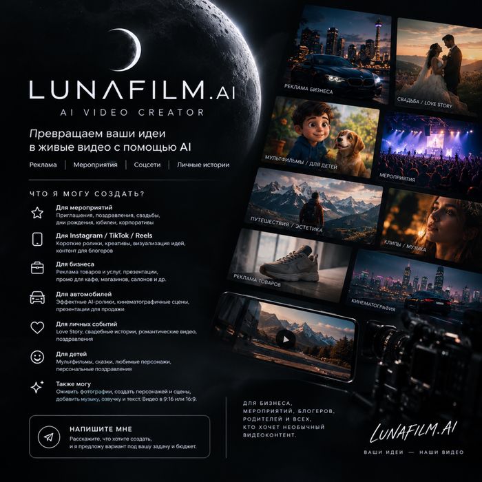 LUNAFILM.AI — создаём видео из ваших идей.
