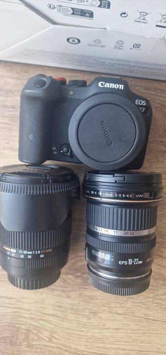 Canon EOS R7, adaptor, obiective