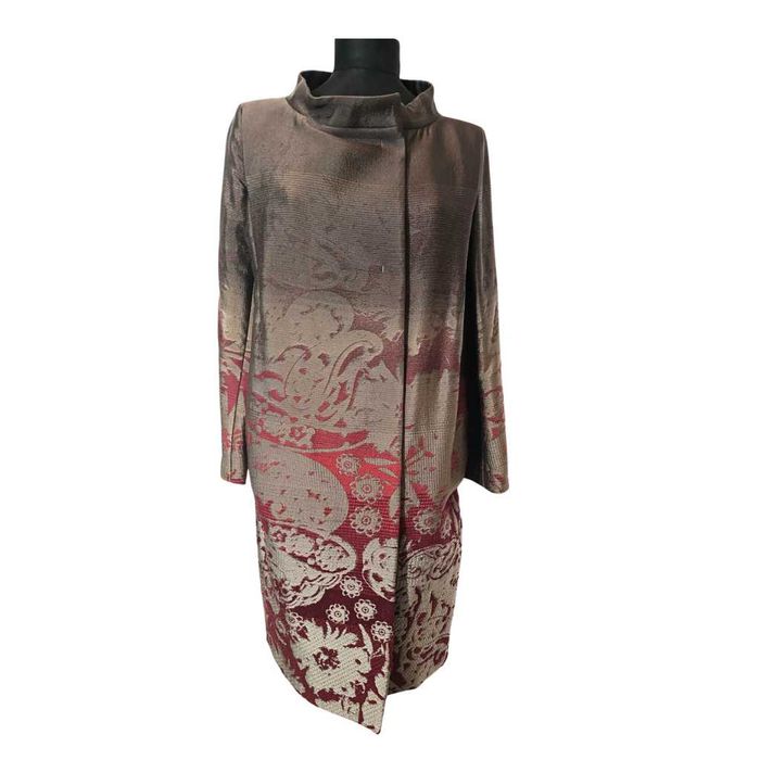 Pardesiu Escada marimea M (40), degrade, rosu si bej-bronz, jaquard
