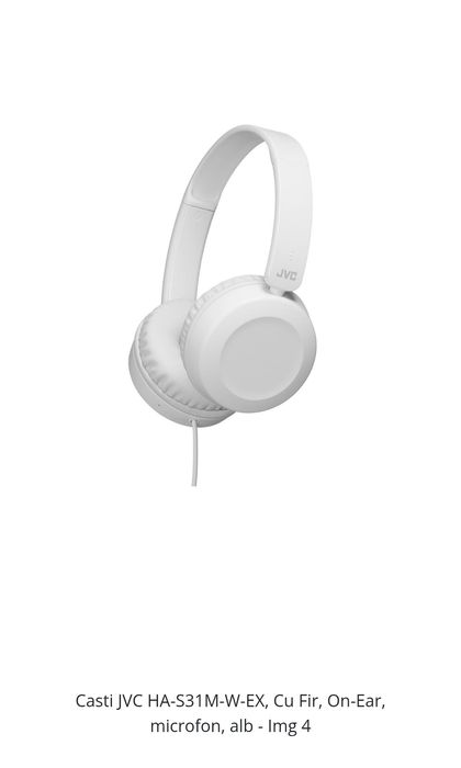 Căsti JVC HA-S31M-W-EX, Cu Fir, On-Ear, microfon, alb
