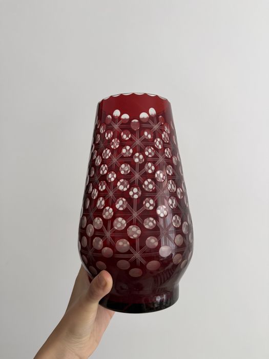 Vaza mare rubinie cristal de Boemia