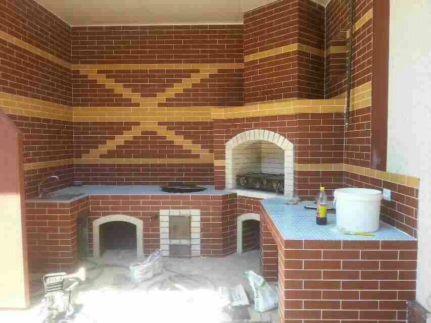 Летняя кухни в национальном стиле строительство и облицовка