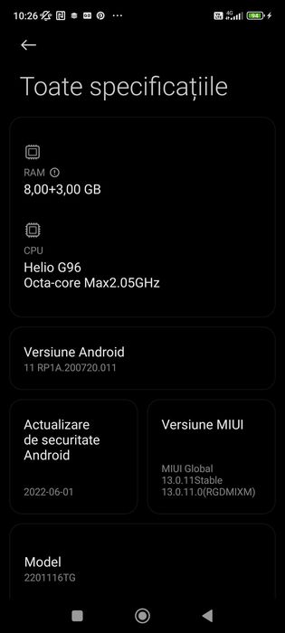 Xiaomi Redminote 11 PRO -8 GB RAM -128 GB MEMORIE INTERNĂ.