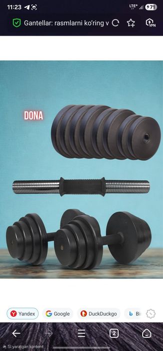 Gantellar 30 kg va yana 30kg umumiy 60kg ozgartirsa boladi