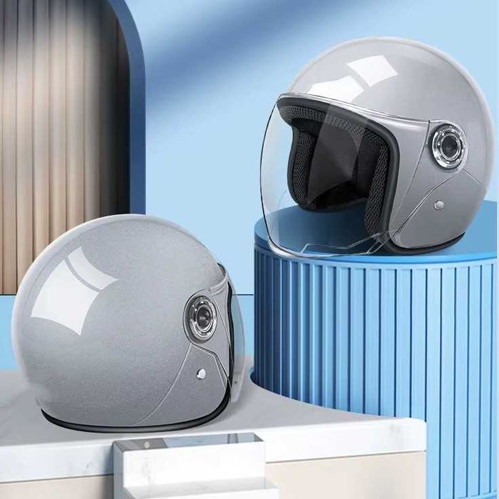 Casca Moto/Scuter unisex, marime universala, viziera detasabila, Gri