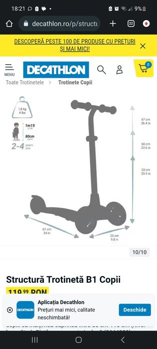 Trotineta B 1 Oxelo, nivel incepator, 2-4 ani