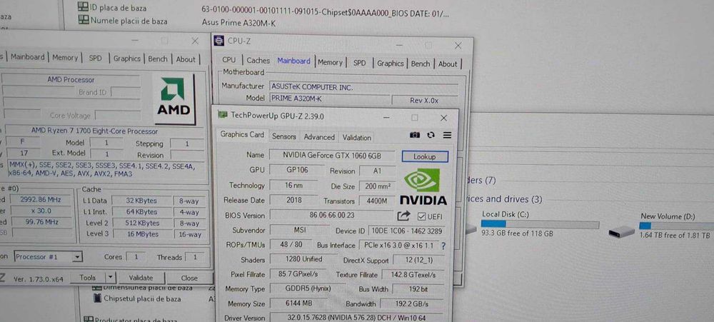 GAMING PC Ryzen 7 1700/GTX 1060-6 GB/16 GB DDR4/SSD+HDD/GTA5/CS GO,etc