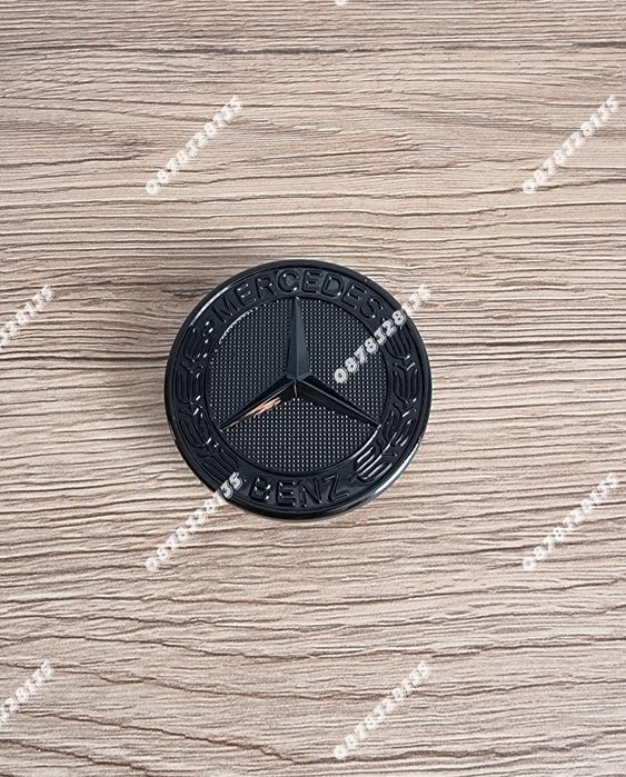 Емблема за Mercedes 57мм черен гланц тип тапа