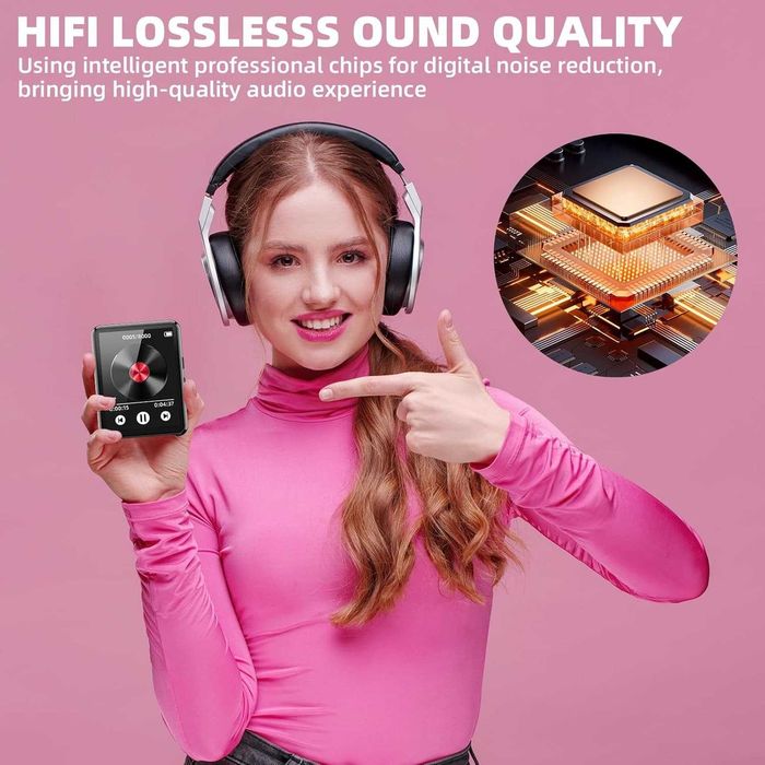 Cetoon 128GB MP3 плейър с Bluetooth, преносим цифров музикален, черен