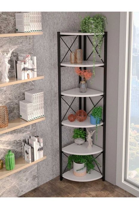 Ъглова етажерка- два цвята