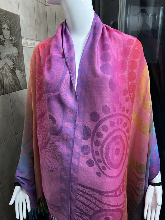 Esarfa premium cu franjuri, casmir si bumbac