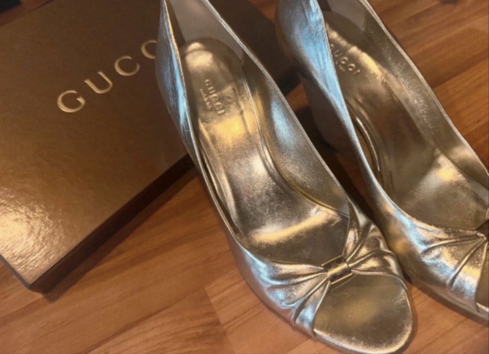 Gucci vintage wedge heels / platforme aurii – Made in Italy