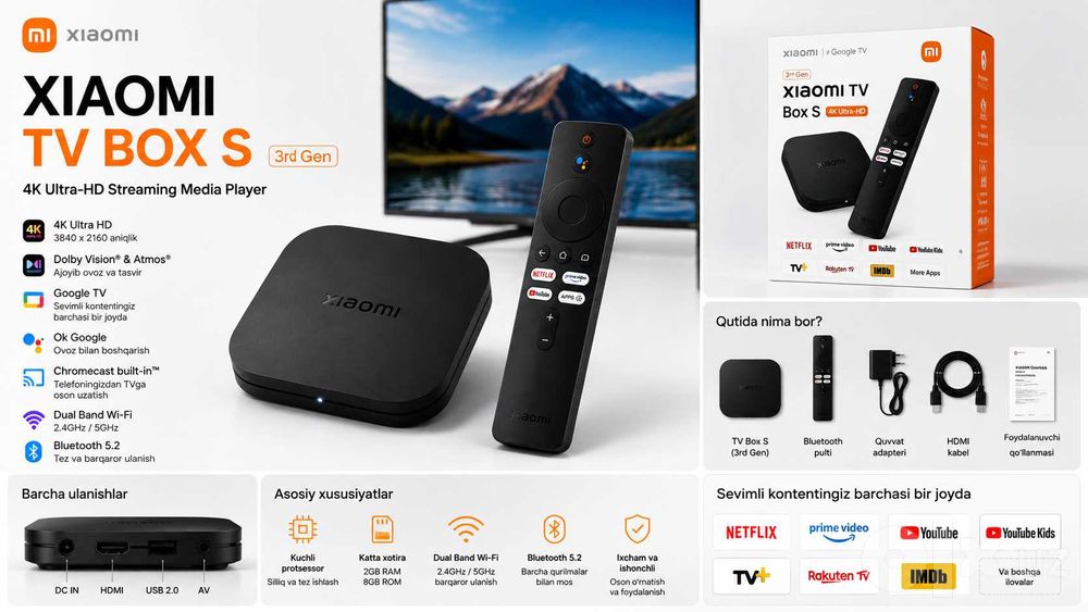 Mi TV Box S — Smart TV uchun