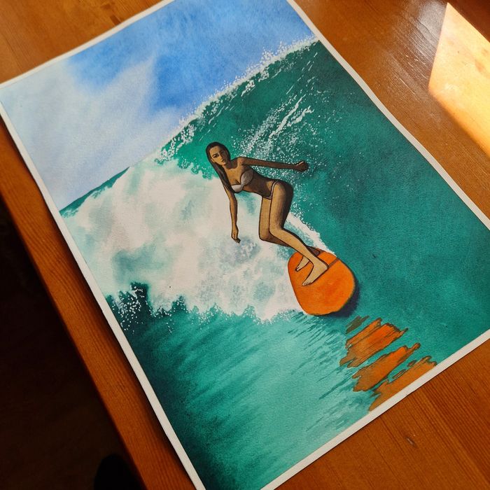 Картина Акварельная Сёрфинг