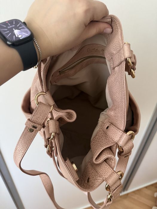 Geanta Musette piele (colectie Cristhelen B) roz pal