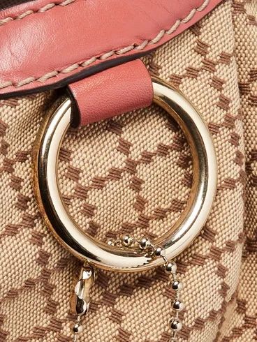 Gucci Beige/Pink Diamante Canvas Medium Sukey Bag