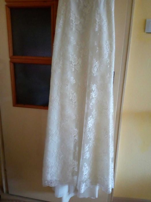 Сватбена рокля! Брюкселска дантела! Размер S