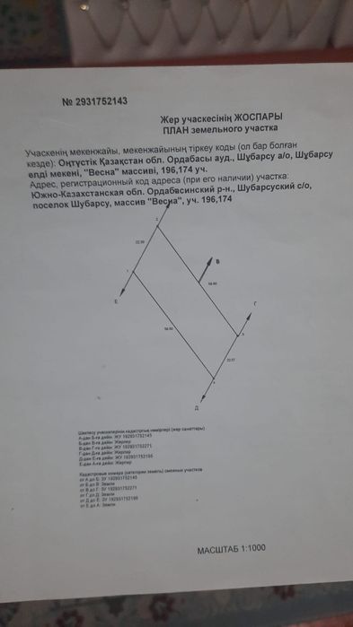 Жер сатылады шубарсуда массив весна