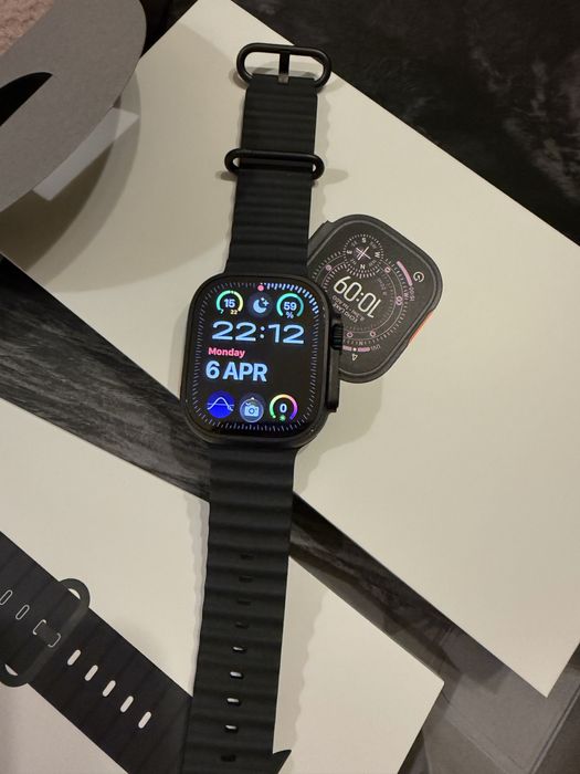 Apple watch ultra 3 - gps+cellular, 49 mm, black titanium case, in garantie, 20 cicluri incarcare, sanatate baterie 100%