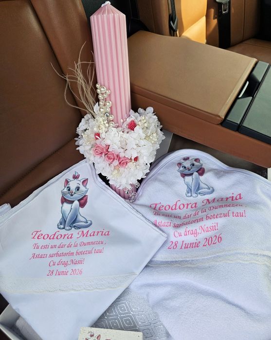 Set botez cutie trusou, lumânare botez