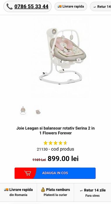 Leagan si balansoar rotativ Serina 2 in 1 Flowers Forever Joie