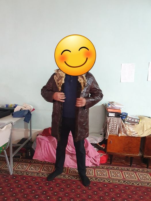 Пальто натуральный мех и кожа