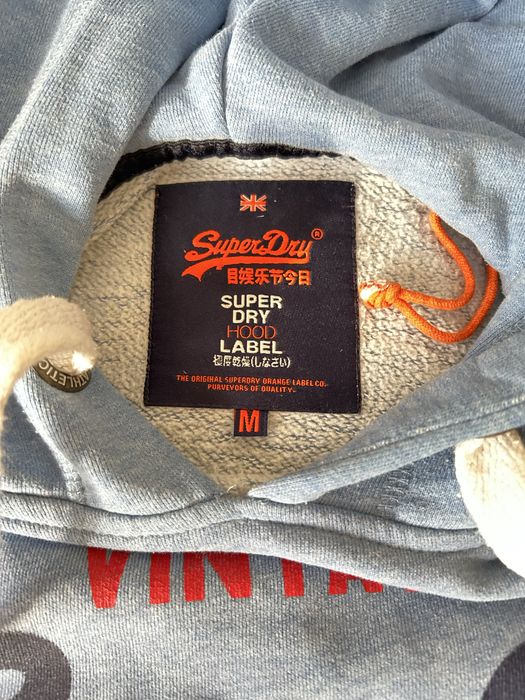 SuperDry Суичър, р.М анорак, синя мъжка горница с качулка, спортен топ
