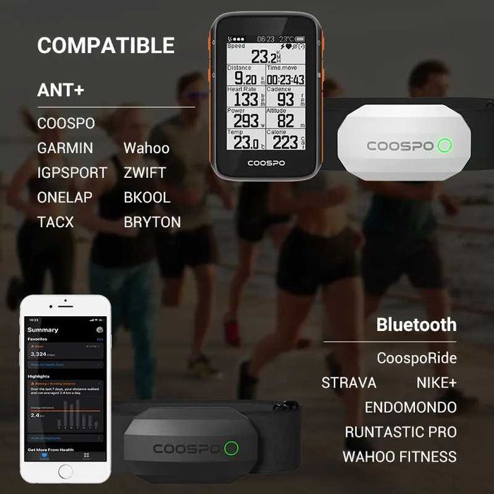 Coospo H808S колан за пулс (Chest Strap) Bluetooth ANT+ монитор за сърдечен ритъм
