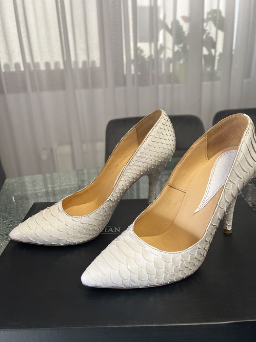 Pantofi albi din piele de piton Marian Nedelcu
