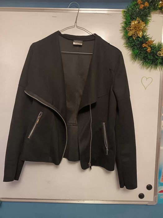 Jachetă biker neagră imitație de piele întoarsă, mărime S, Pepco