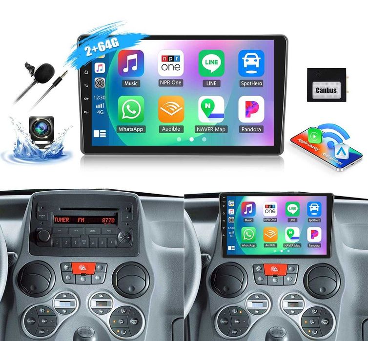 Андроид Мултимеди за Fiat Panda, Навигация, Carplay Android Auto, Фиат Панда, радип, плеър 2003 2004 2005 2006 2007 2008 2009 2010 2011 2012 година
