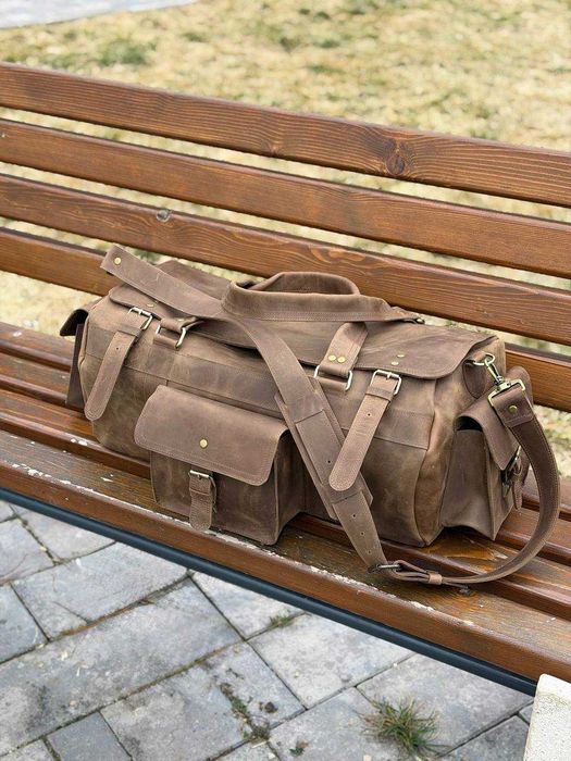 Geantă de călătorie din piele naturală. Travel bag. Handmade Leather Weekender