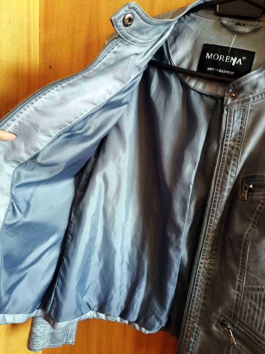 Синьо кожено яке, без забележки , размер 38