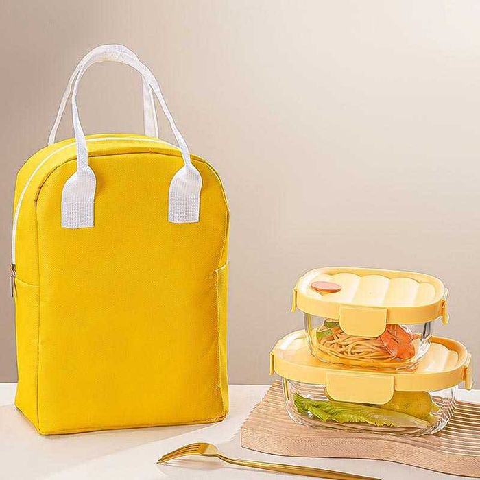 Комплект от 2 бр термоустойчиви стъклени кутии за храна с термо чанта