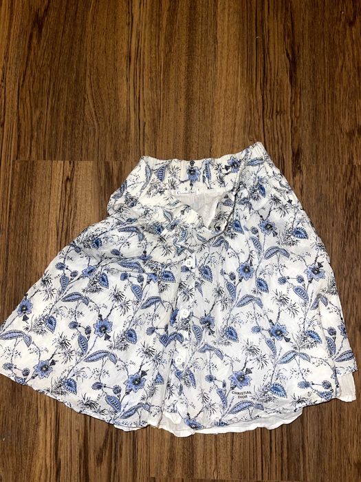 пола набрана къса памучна  кристиан диор бяла синя christian dior