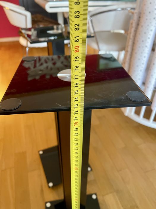 Standuri boxe Hi-Fi 73 cm – pereche, sticlă și metal, cablu ascuns
